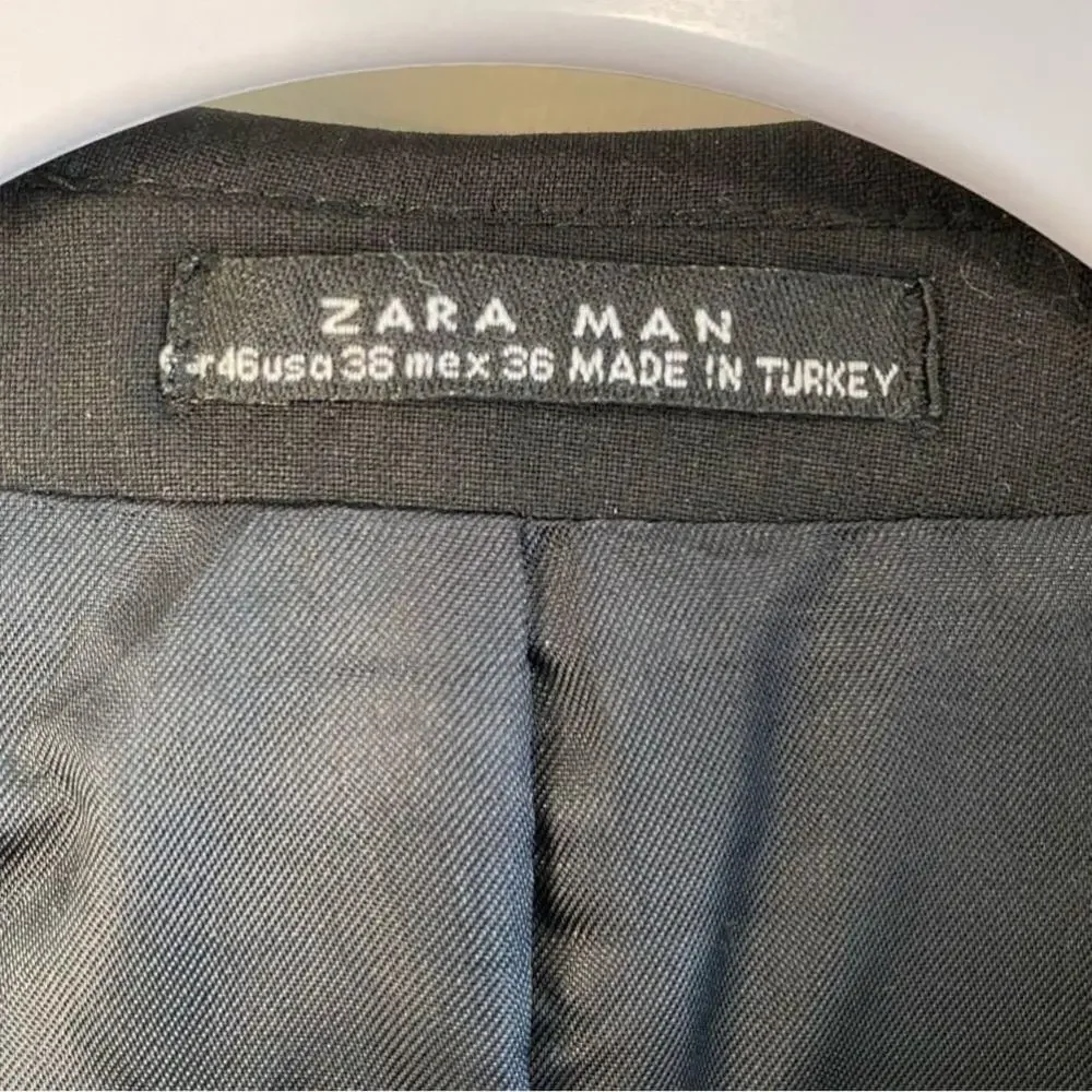 Zara Man - Slim Fit Suit Jacket - Black on Black Pin Stripe - 36 - Turkey